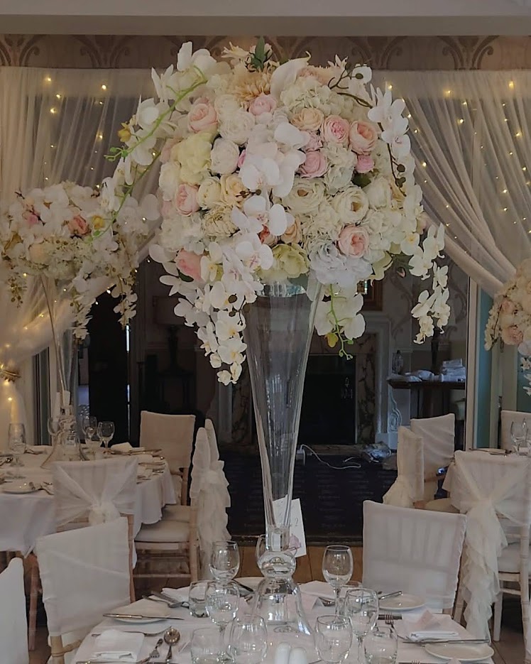 Cascading floral centrepiece designs