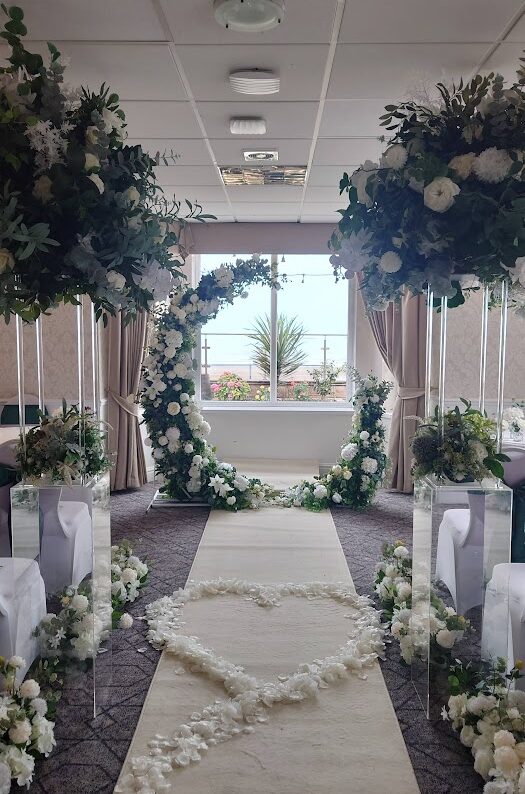 Wedding decorations at the Beaches Hotel in Prestatyn