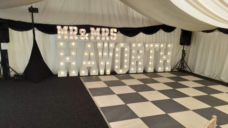 Light Up letter hire in Cheshire for weddings and events